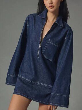 Pilco Anthropologie Denim Wide Sleeve Dress